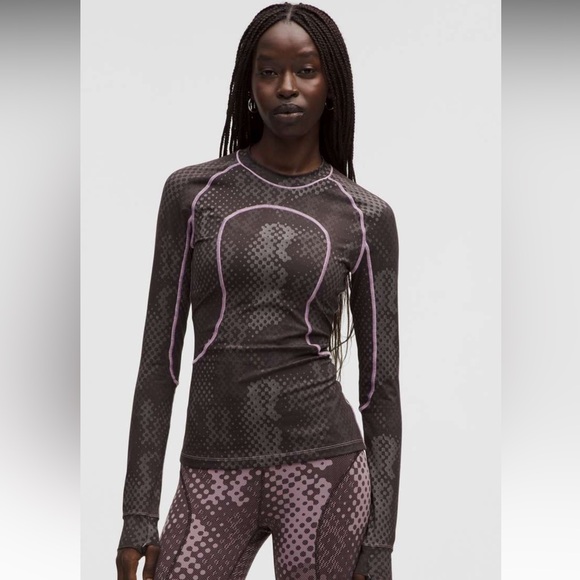 Lululemon Womens Jacquard TightFit Long-Sleeve Shirt SLNSH Collection Size Small - Picture 1 of 7